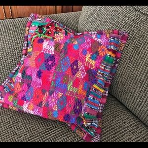 Huipil cotton handwoven  embroidery pillow cover